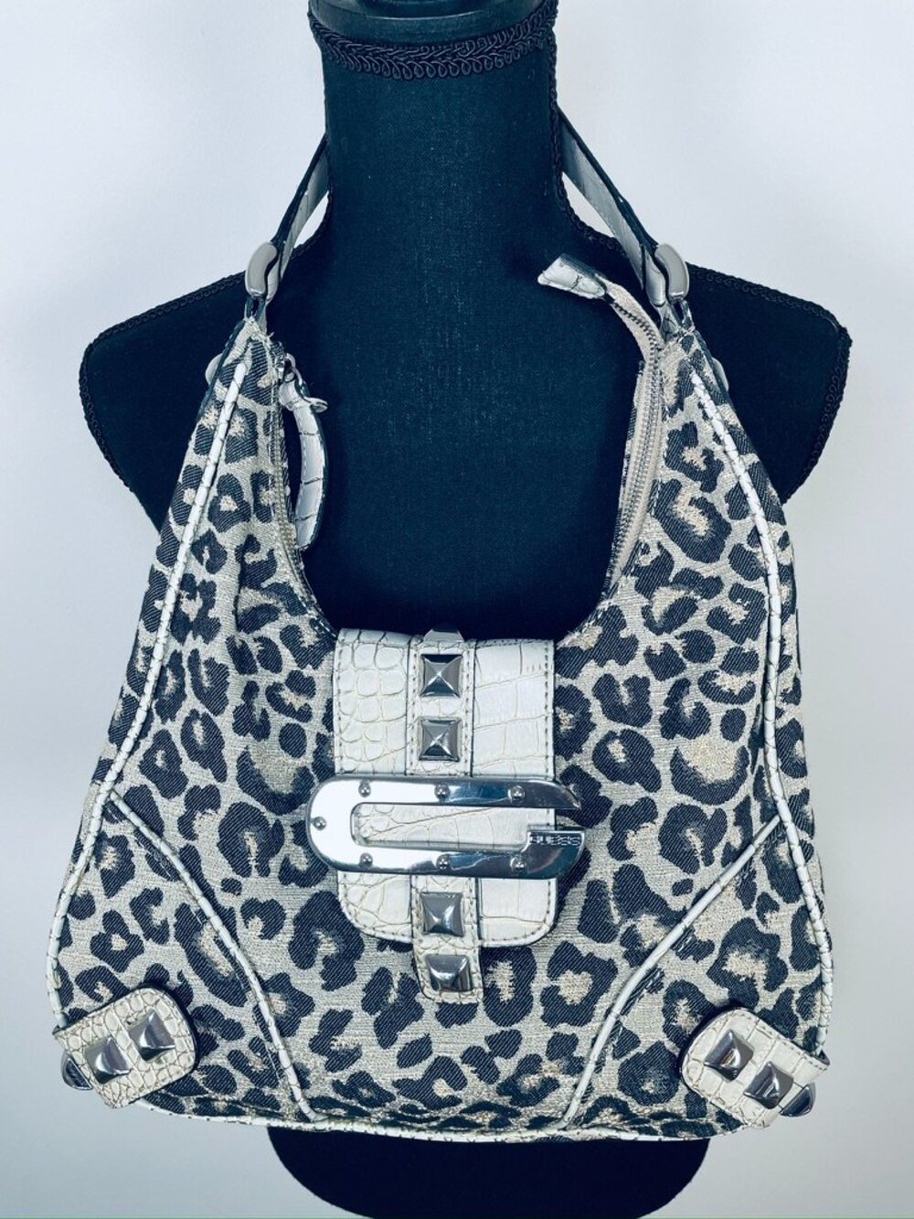 GUESS Vintage “Jungle Cat” leopard hobo shoulder bag